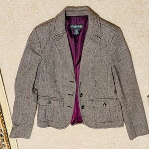Brown wool tweed cropped blazer